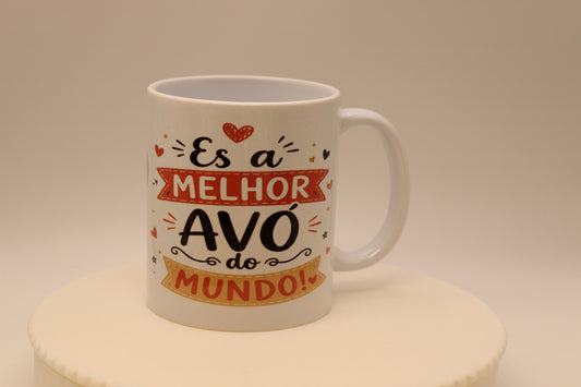 Caneca "És a Melhor Avó do Mundo" (Estilo 3D Pixar)