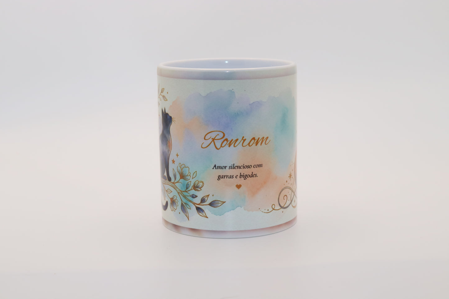 Caneca de Cerâmica Cat Lover "Ronrom com Garras e Bigodes"