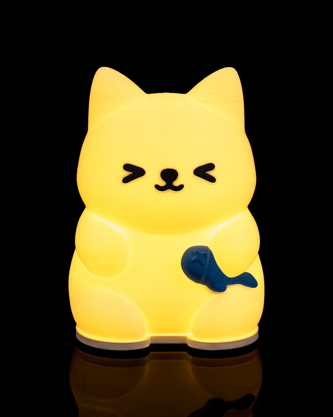 Candeeiro de Mesa Gato 3D com Peixe – Luz de Presença LED USB