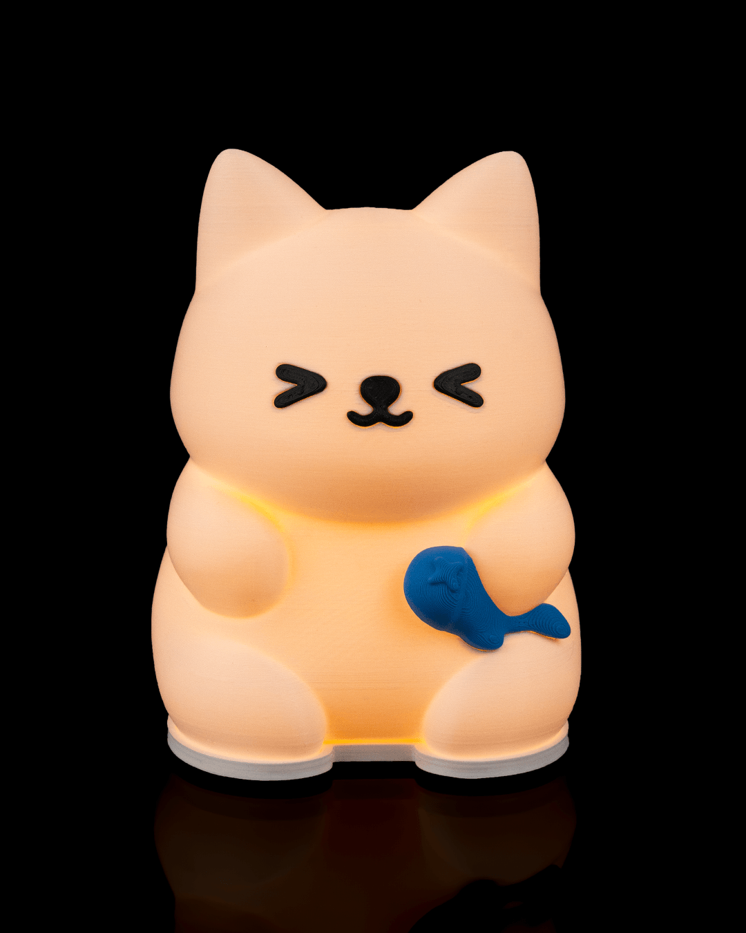 Candeeiro de Mesa Gato 3D com Peixe – Luz de Presença LED USB
