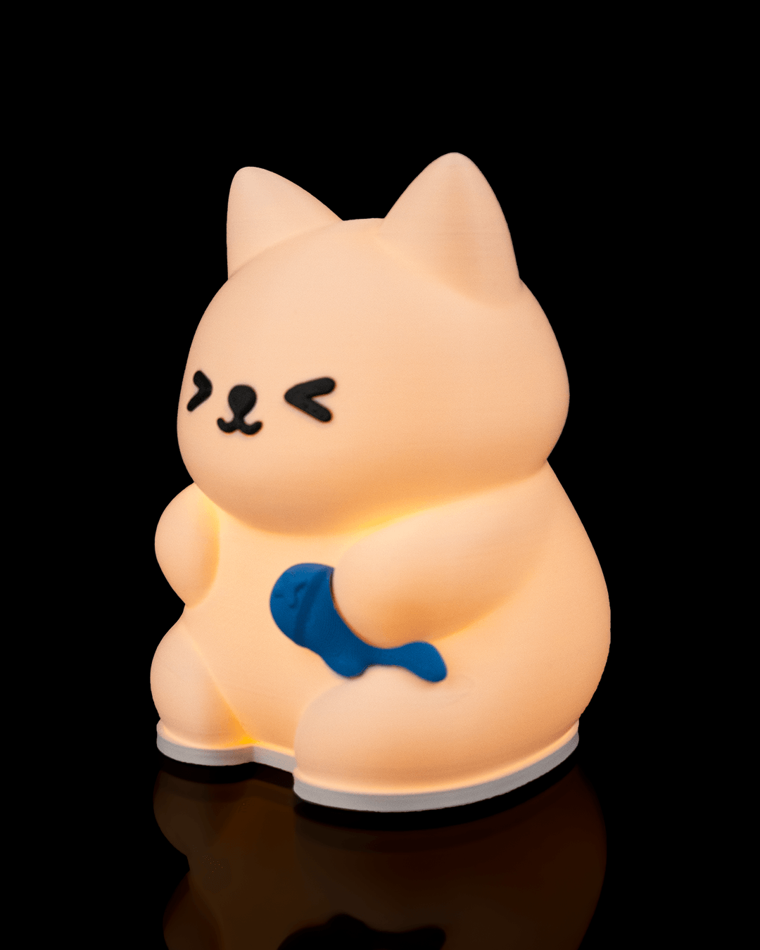 Candeeiro de Mesa Gato 3D com Peixe – Luz de Presença LED USB
